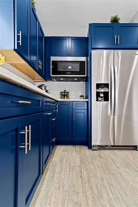 navy kitchen cabinets with stainless steel counters|deep navy kitchen cabinets.